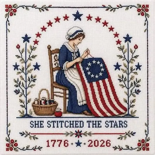 🔥us 250th Anniversary 50% OFF - 🪡 She Stitched The Stars Commemorative Cross…