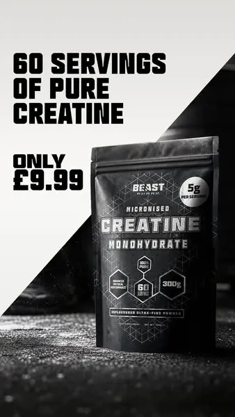 60 servings of pure creatine. Only £9.99.