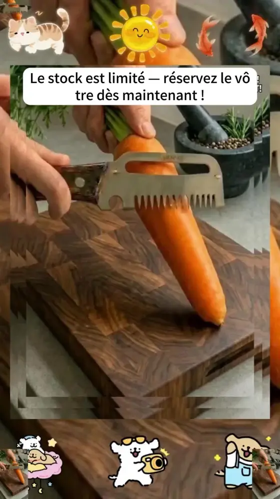 Fini les galères avec vos vieux couteaux ! 🔪

Obtenez des juliennes parfaites…