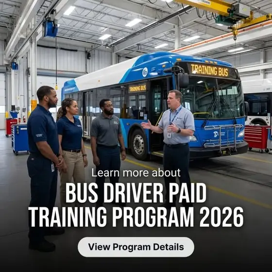 Paid bus driver training program for 2026 with information about training conte…