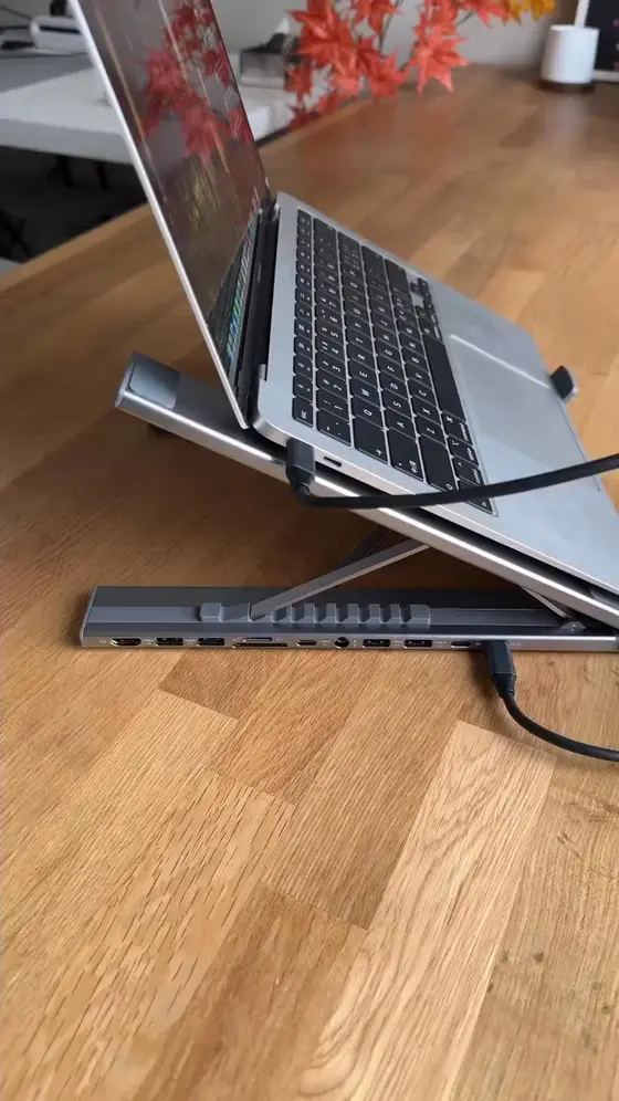Say goodbye to neck pain and limited ports! 🛑 Supercharge your laptop with the…