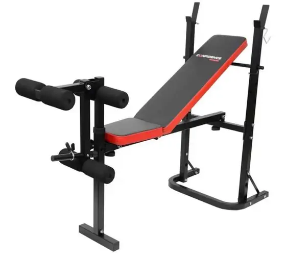 Weight bench and Standard 37.5 kg Weight Set: Dumbbells, and bars (13pc)