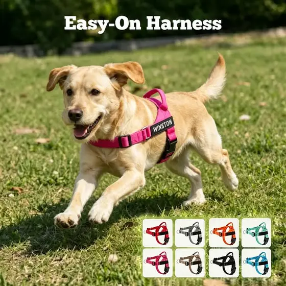 Personalized Embroidered Dog Harness Leash Set