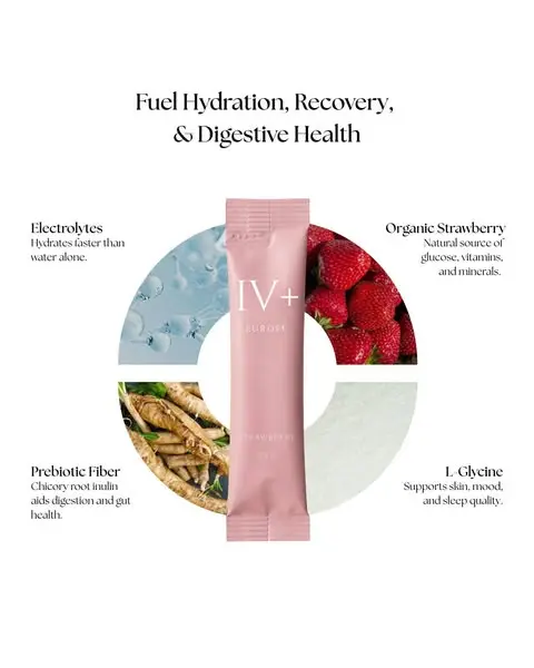 IV+ Strawberry Electrolyte Powder - Real Fruit Hydration (10 Sticks)