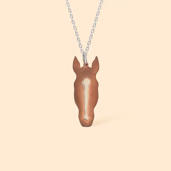 Personalized Horse Facial Marking 3D Birthmark Necklace with Engraved Text Hors…