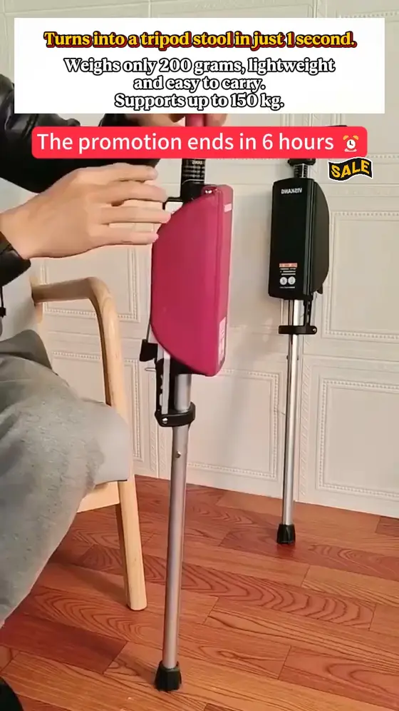 2-in-1 Foldable Walking Cane with Seat, Adjustable Height Aluminum Mobility Sto…