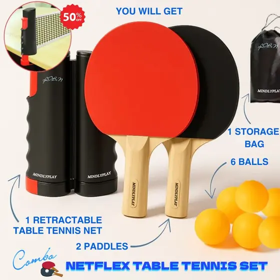🔥 Limited Time Offer 🏓 NetFlex All-in-One Table Tennis Set – Play Anytime, An…