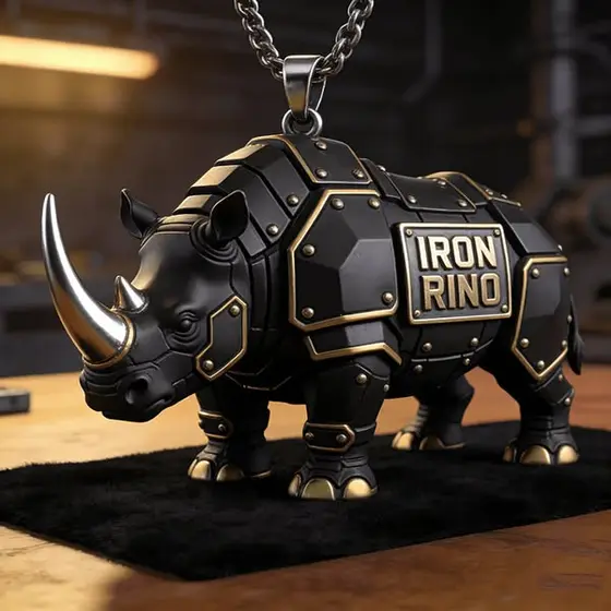 Personalized rhinoceros-themed necklace