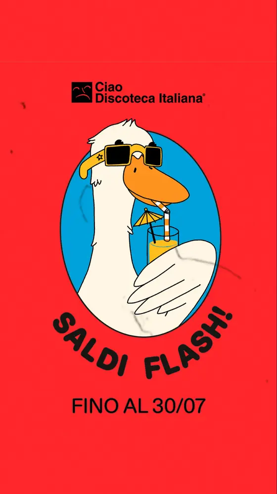 SALDI FLASH 📸
-20% su tutti fino al 30/07 per celebrare il compleanno del Ciao!