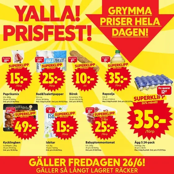 📣‼YALLA-PRISFEST ‼📣Imorgon fredag 26 juni är det äntligen dags igen för vår p…