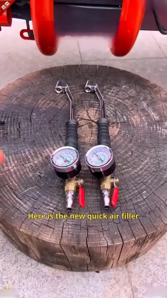🚗 No more tedious fiddling—the ergonomic extension nozzle with pressure gauge!…