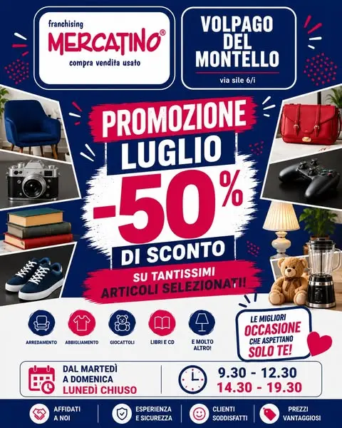 Mercatino Volpago del Montello IN PROMOZIONE dal Martedì alla Domenica 9.30/12.…