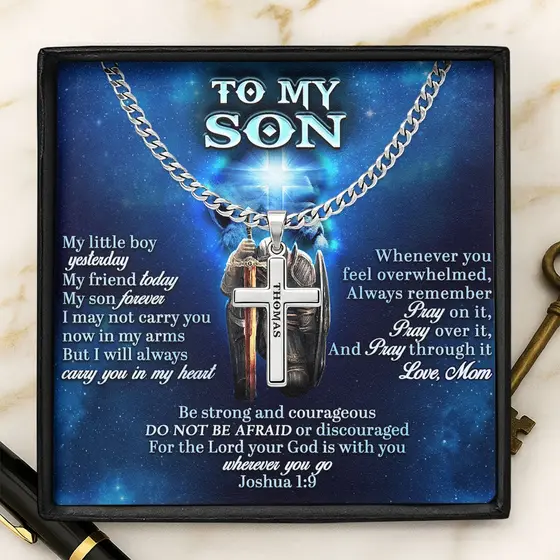 To My Son My Grandson My Boy | Personalized Cross Link Chain