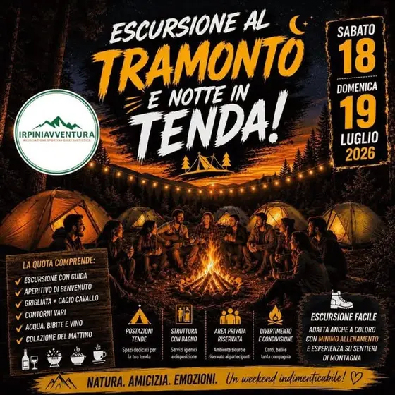 ESCURSIONE AL TRAMONTO E NOTTE IN TENDA