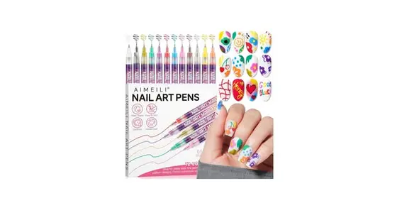 AIMEILI 12 Colors Nail Art Pens Set, 0.5mm Fine Tip Acrylic Paint Pens for Salo…