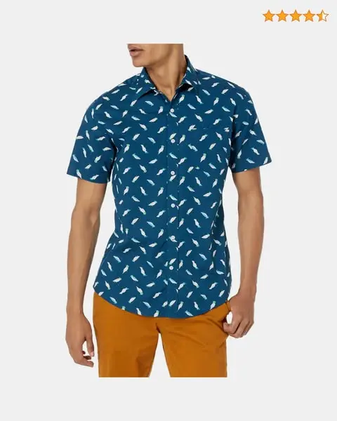 Amazon Essentials Camicia con Stampa a Maniche Corte vestibilità Regolare Uomo