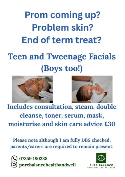 🌱⚖️ Teen and Tween Facials at Pure Balance🌱⚖️ DM or call to book 💚