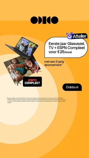Eerste jaar Glasvezel, TV + ESPN Compleet voor € 25/mnd