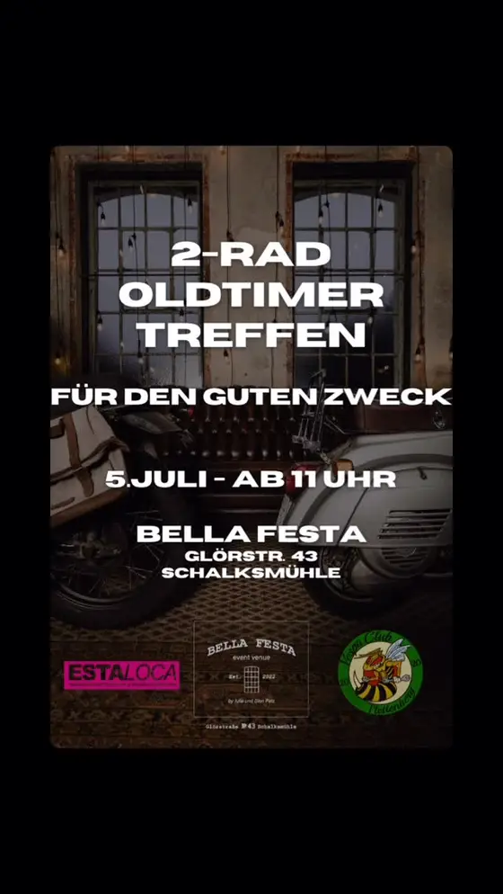 Größtes Oldtimer 2-Rad-Treffen im Märkischen Kreis ✅
05.07.2026 ✅
Ab 11 Uhr ✅
B…