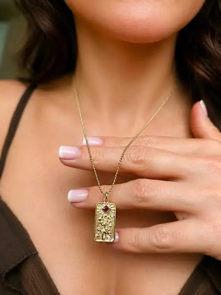 Personalized Birth Month Flower Necklace, Birthstone Necklace, Gold Floral Pend…