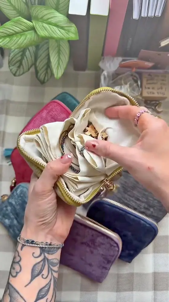 Jewelry zippered pocket case Travel Jewelry Bag Portable Organizer
