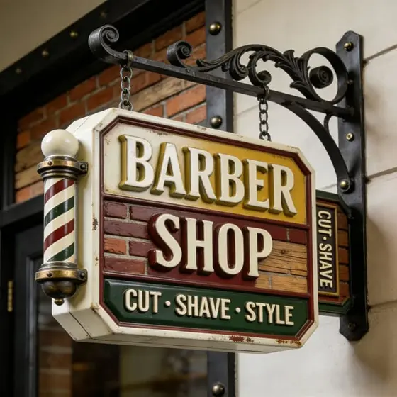 Personalized retro-style barbershop sign decoration