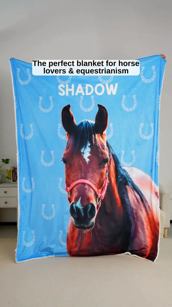 Personalized Painted Horse Photo Horseshoe Print Multicolor Soft Throw Blanket…