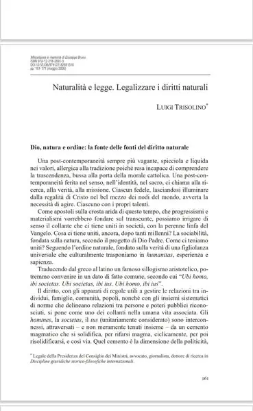 "NATURALITÀ E LEGGE. LEGALIZZARE I DIRITTI NATURALI" è il mio saggio di 11 pagi…