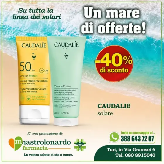 solari CAUDALIE SCONTATI del 40 %

La nostra gamma di protezioni solari CAUDALI…