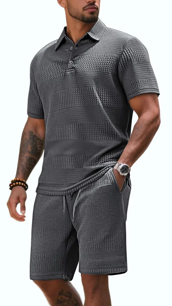 Waffle Polo Set: Style & Comfort All In One