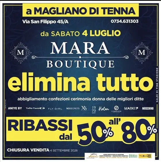 ⚜️ MARA -Boutique ⚜️Sconti fino all'80 %‼️la SVENDITA inizia il 4 Luglio🚦🔊 va…