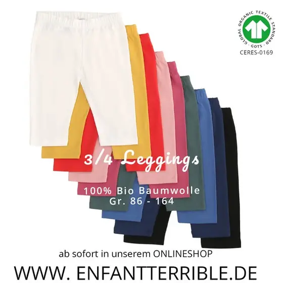 3/4 Bio-Leggings für Kinder 🌱 86 -164