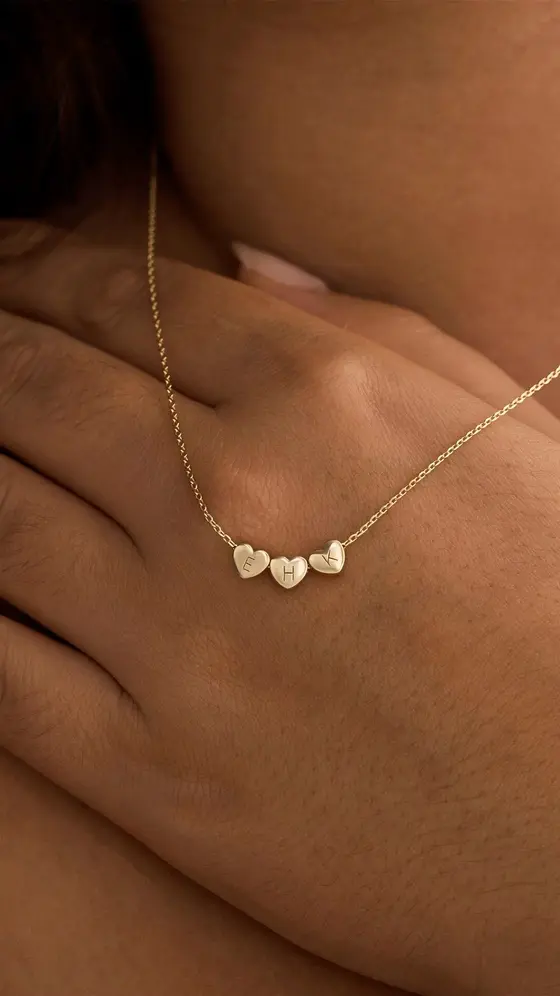 Personalized 3D Initial Heart Necklace