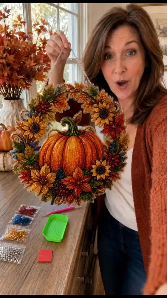 🍂✨Autumn Harvest Pumpkin Diamond Art Hanging Ornament Kit