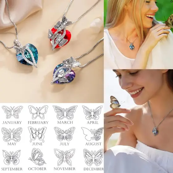 Personalized Butterfly Pendant Zircon Necklace