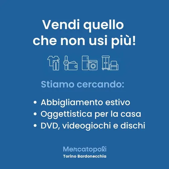 ❗VENDI QUELLO CHE NON USI PIÙ❗

A Mercatopoli Torino Bardonecchia stiamo cercan…