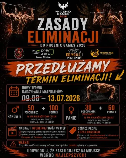 🔥 ELIMINACJE DO PHOENIX GAMES 2026 ZOSTAJĄ PRZEDŁUŻONE! 🔥

Po wielu wiadomośc…