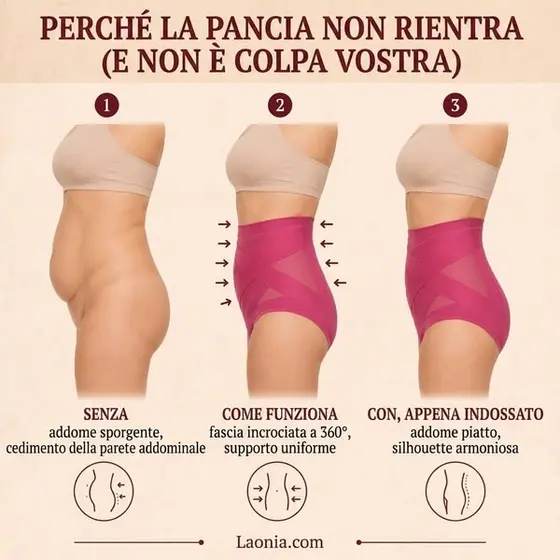 Non è grasso. È la parete addominale che ha perso il suo sostegno.