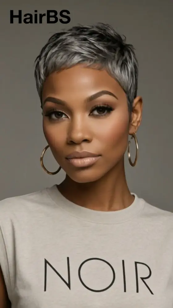 Cover Gray with Salt and Pepper pixie wig