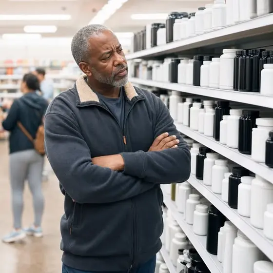 I stood in the supplement aisle and realized the whole wall is a costume.