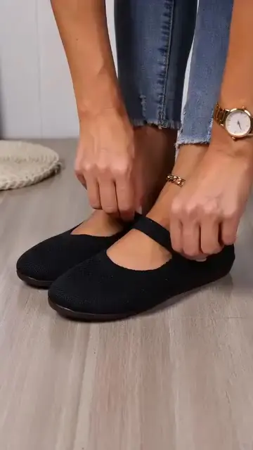 👟 Andningsbara stickade platta damskor – mjuka och bekväma, perfekta för långa…