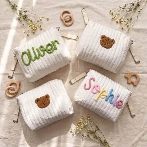 ☁️ Personalized Quilted Stroller Caddy With 3D Name