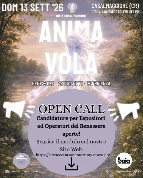 📢 OPEN CALL 📢
Le TRUC - Events&More seleziona espositori
per ANIMA VOLA - Ben…